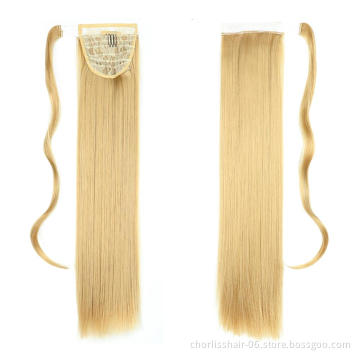 Top Quality Silky Straight High Ponytail For Black Women Pour Petite Fille Wrap Around Synthetic Clip Hair Ponytails Extensions